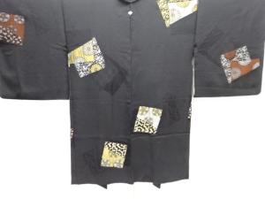 大正ロマン　色紙に梅鉢・菊模様織り出し漆一つ紋羽織